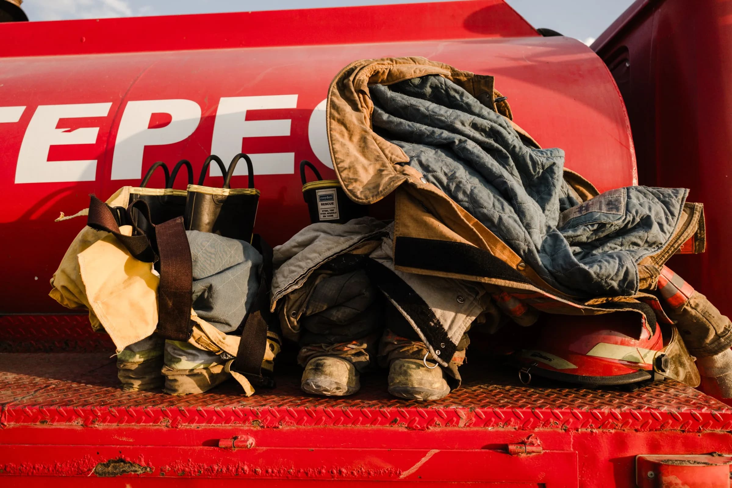 Work protection footwear and equipment at an emergency site